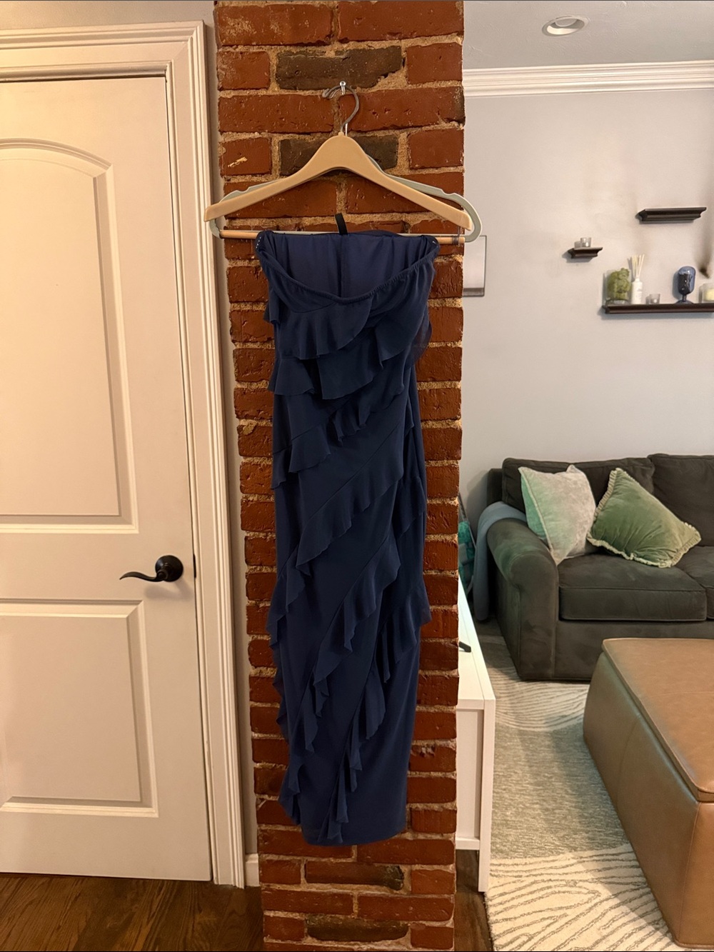 Amazon Navy Blue Ruffled Strapless Women’s Dress